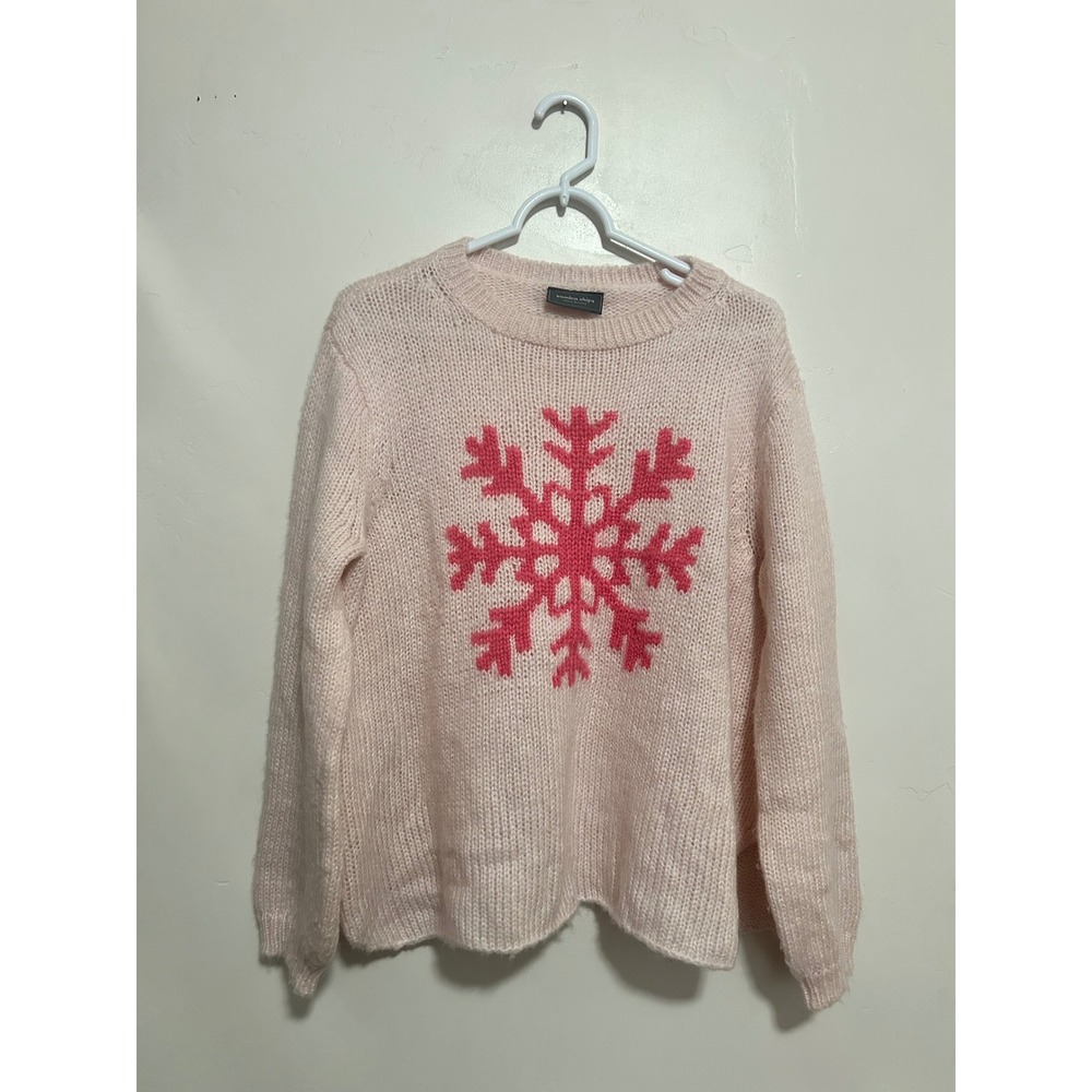 Wooden Ships‎ Paola Buendia Pink Snowflake Mohair Wool Blend Sweater SM